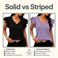 thumbnail image 6 of Fancifize Women's Ruffle Cap Sleeve Shirts Summer Casual V Neck Striped Tees Trendy Color Block Tops, 6 of 7