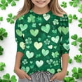 thumbnail image 2 of Kids St Patricks Day Shirt Boys 3/4 Sleeve Letter Graphic Print Shirts Casual Round Neck T-Shirts Soft and Comfortable Tee Blouse Kids Clothes Green 4-5 Years, 2 of 5