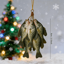 Kumdkd Crappie Fishing Ornament Realistic Christmas Tree Decoration, 3D Metal Crappie Fish Holiday Ornament for Anglers, Gift for Fishermen, Rustic Cabin Lodge Decor, Handcrafted Detailed Wall