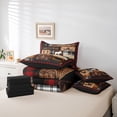 thumbnail image 6 of Castle Fairy Jungle Bear Deer Bedding Comforter Set,Geometric Grid Queen Bedding Sets, 6 of 8