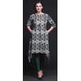 thumbnail image 5 of Bimba Green Abstract Tie-Dye Printed Asymmetrical Kurti Tops For Women Indian Summer Dress Tunic X-Large, 5 of 6