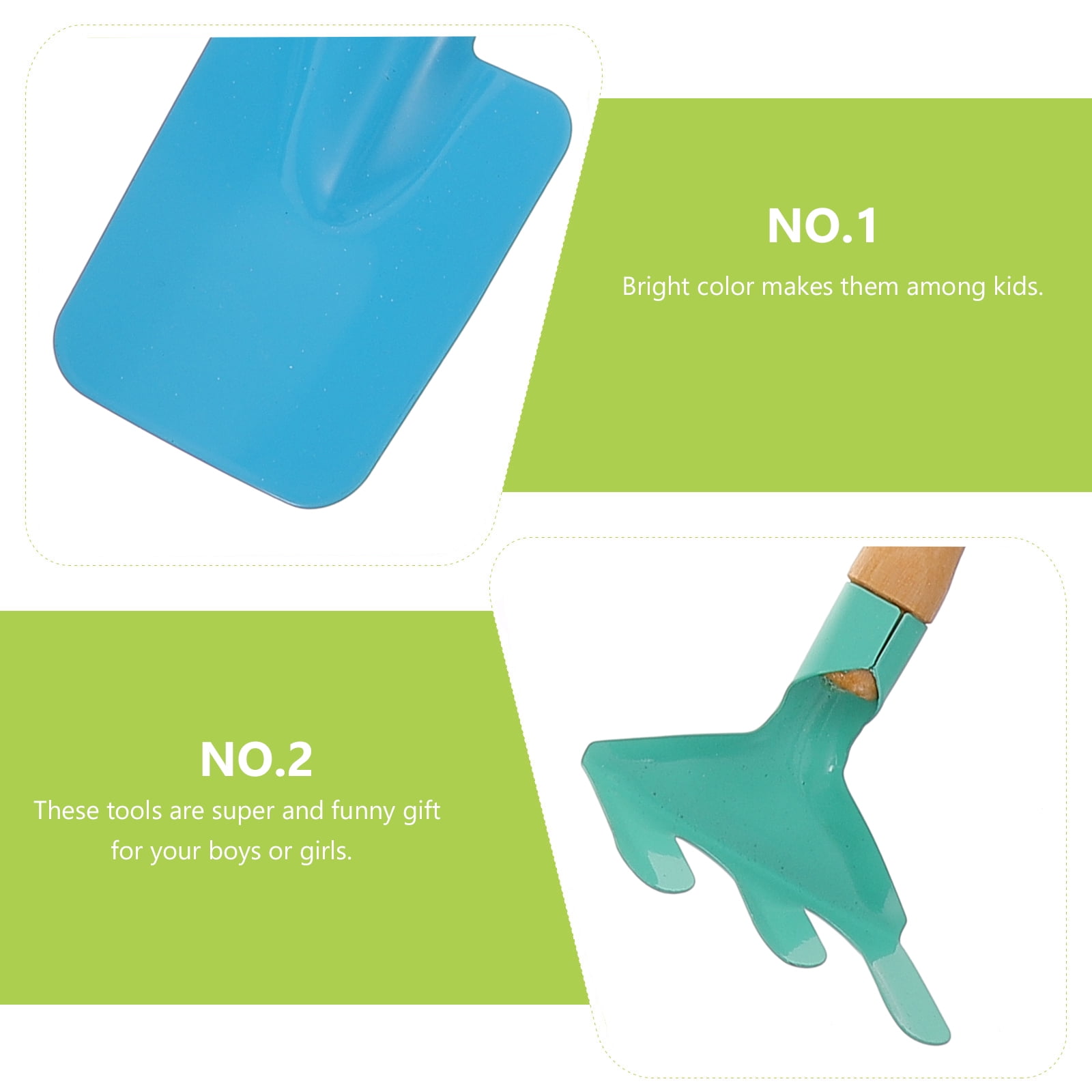 6PCS Children Garden Tool Iron Shovel Trowel Rake with Wooden Handle ...