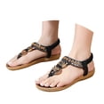 thumbnail image 3 of TrendOFT Sandales pour Femmes avec Semelle Intérieure Bohème pour Tenue Décontractée Style String Parfait pour Sorties d'Été Paire avec Robes Ou Jeans pour Style Sans Effort Sandale Plateforme Femme Noir 38, 3 of 9