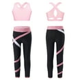 thumbnail image 6 of Mufeng Kids Girls 2 Pieces Crop Tank Tops and Leggings Gym Yoga Workout Outfit Gymnastic Costumes Pink 6, 6 of 7