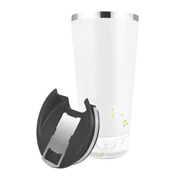 Termo Para Cafe Portátil Inoxidable Con Tapa Bocina Blanco