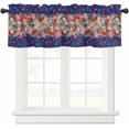thumbnail image 2 of 4th of July Curtain Valances for Windows, American Flag Patriotic Star Flowers Blue Rod Pocket Valance Window Treatments Short Curtains for Kitchen Bathroom Living Room, 2 of 6