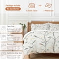 thumbnail image 6 of 3 Piece Vintage Botanical Duvet Cover Set Full Size, Microfiber Comforter/Quilt Cover with Corner Ties and 2 Pillowcases, Birds Branch Watercolor Leaf All Season Soft Bedding with Zipper Closure, 6 of 8
