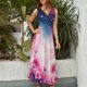 thumbnail image 2 of Vestido De Noche De Lujo Sin Mangas Para Mujer, Ink Wash Flower Vestido De Fiesta, 2 of 5