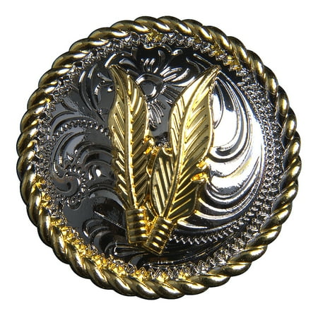 

86HS Set Of 2 Western Screw Back Concho 1.5 In Silver Gold Feather Saddle