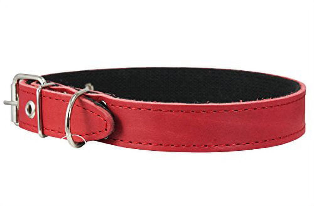 Genuine Leather Dog Collar, Cotton Padded, 1