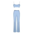 thumbnail image 5 of Kaemgyyd Womens 2 Piece Workout Sets Cropped Spaghetti Strap Top with Flare Wide Leg Sweatpants Tracksuit Casual Yoga Outfits, 5 of 6