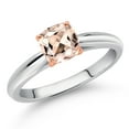 thumbnail image 2 of Gem Stone King 0.52 Ct Cushion Peach Morganite 10K White Gold Engagement Ring with Rose Gold Prongs (Size 7), 2 of 4