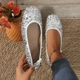 thumbnail image 7 of FRSASU Women's Flat Shoes Shiny Glitter Flat Shoes Fashion Casual Spring Summer Round Toe Closed Toe Shallow Mouth Flat Shoes Silver 7.5(40), 7 of 7