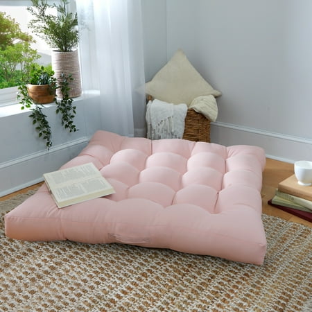 

Sorra Home Blush Pink Square Floor Pillow with Handle 40 in x 40 in x 5 in