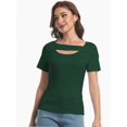 thumbnail image 3 of Womens Summer Short Sleeve T Shirts Slim Fit One Piece Cutout Scoop Neck Going Out Date Night Tops, 3 of 6