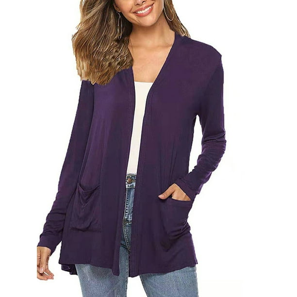 Cardigans for Women Loose Casual Long Sleeved Open Front Breathable  Cardigans with Pockets - Walmart.com
