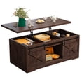 thumbnail image 2 of EnHomee Wood Coffee Table with Storage Farmhouse Coffee Table with 2 Cabinets and Open Cubby Coffee Table for Living Room Brown, 2 of 7