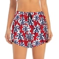 thumbnail image 3 of Uemuo Palm Tree Pattern on Red Pattern Women's Athletic Shorts High Waisted Running Shorts with Liner Pockets Gym Elastic Workout Shorts-Medium, 3 of 9