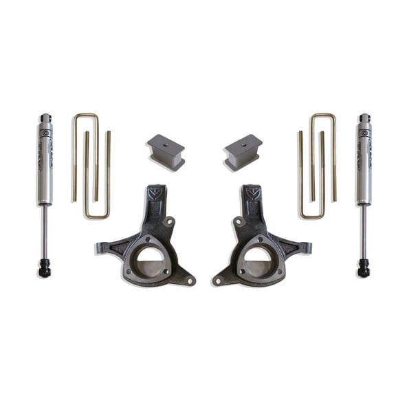 MaxTrac Suspension 2WD 4.5" Lift Kit Including Spindles Extended Brake Lines Blocks U-Bolts & Fox 2.0 Performance Series Rear Shocks K881343F
