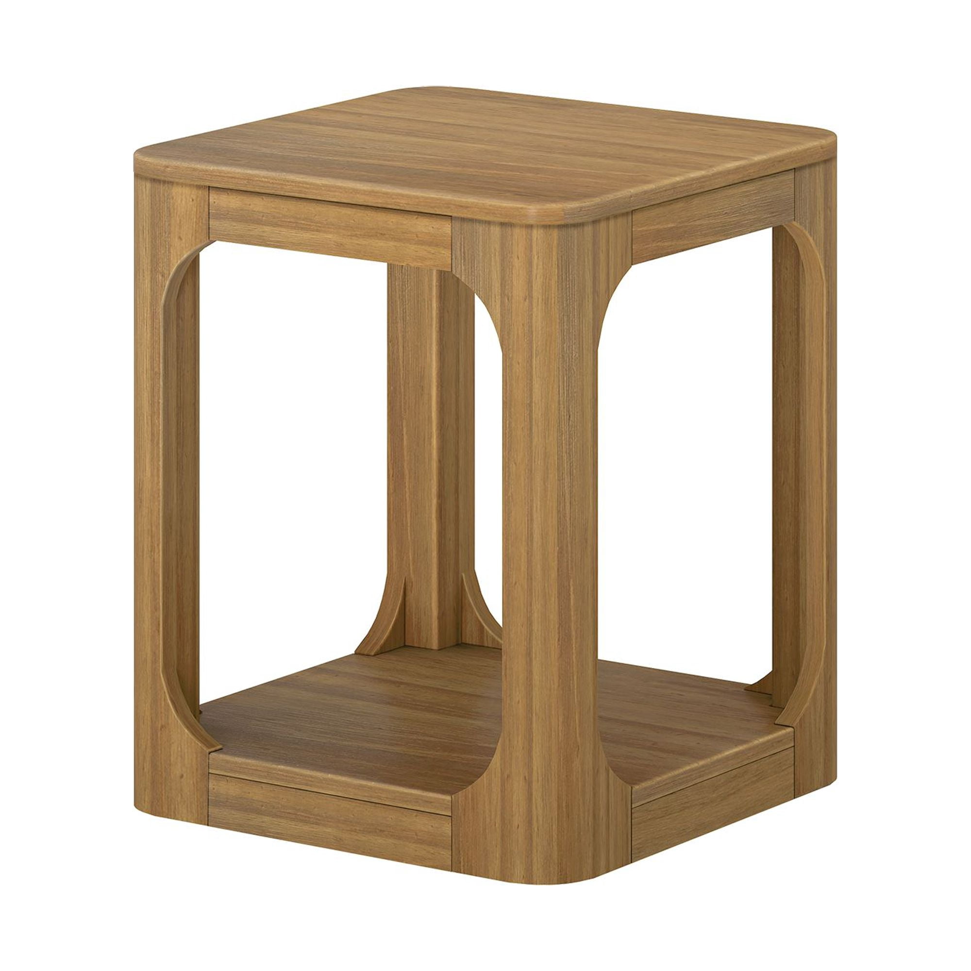 Plank+Beam 20" Solid Wood Square Side Table with Shelf, End Table for Living Room with Storage