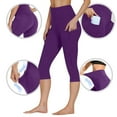 thumbnail image 5 of Kvture Capri Leggings for Women with Pockets Tummy Control Butt Lifting Yoga Pants High Waisted Stretch Workout Running Leggings Purple XL, 5 of 9