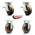 thumbnail image 2 of 6 Inch Kingpinless High Temp Phenolic Wheel Caster Set 2 Brakes 2 Rigid SCC, 2 of 2