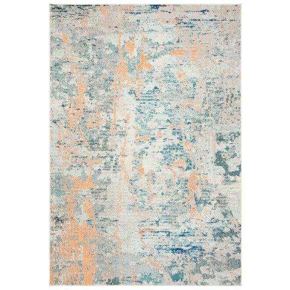 SAFAVIEH Madison Clyde Vintage Abstract Area Rug, Light Blue/Beige, 2'2" x 4'