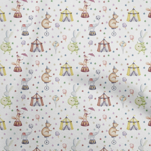 oneOone Tissu Flex Coton Blanc Matériel de Robe de Cirque Tissu Imprimé Tissu au Mètre 40 Pouces de Large-Ab