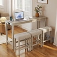 thumbnail image 2 of Gymax 4PCS Bar Table Set w/Charging Station 3 Padded Stools for Living Room Kitchen, 2 of 10