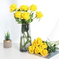 thumbnail image 3 of 12PCS Artificial Silk Flowers Realistic Roses Bouquet Long Stem for Home Wedding Decoration Party (Yellow), 3 of 5
