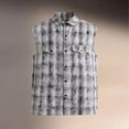 thumbnail image 2 of IWRICH Men's Sleeveless Flannel Plaid Shirts Casual Button down Muscle Cut off Shirts Retro Western Cowboy Vest Tank Tops Coffee XL, 2 of 3