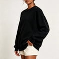 thumbnail image 2 of DISKEBUISS Women's Crew Neck Sweatshirt Long Sleeve Oversized Pullover Top for Fall Winter Casual Solid Shirt, 2 of 6