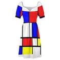 thumbnail image 4 of Red blue yellow and white Sleeveless Dress summer dress women's luxury party dress dresses for official occasions, 4 of 6
