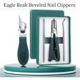 thumbnail image 2 of 3 Sets of Eagle Beak Beveled Nail Clippers for Men Women, Wide Jaw Opening Anti-Splash Slanted Nail Clipper for Thick Nails, Seniors & Ingrown Care (Green+Black), 2 of 8