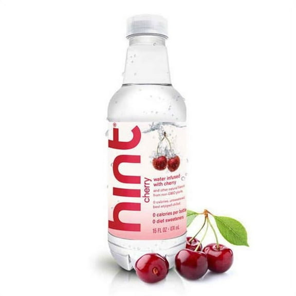 Hint Premium Water Infused with Cherry 16 oz Plastic Bottles - Pack of 12