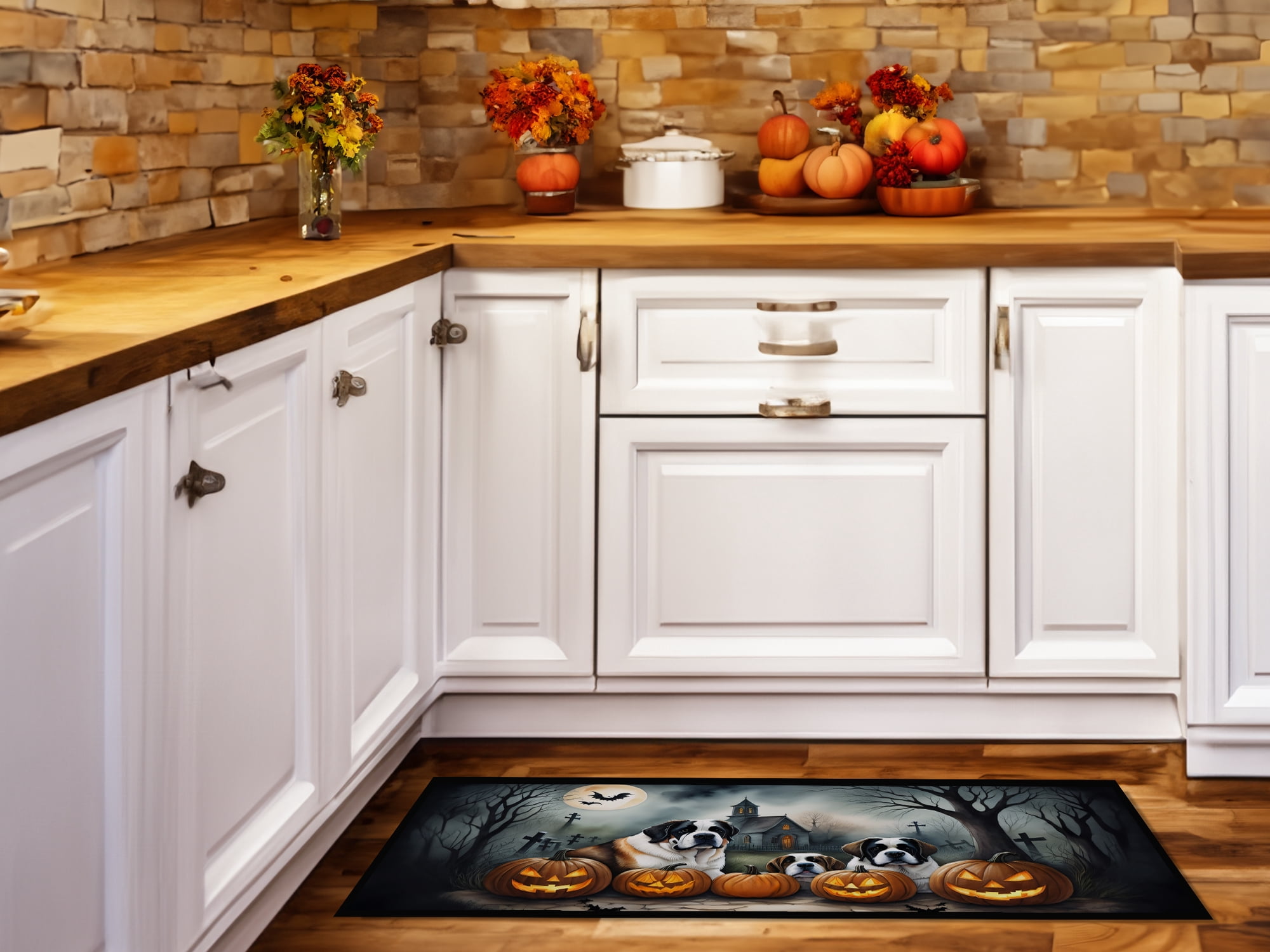 Saint Bernard Spooky Halloween Runner Mat 28x58 58 in x 28 in