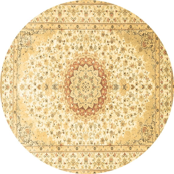Ahgly Company Indoor Round Medallion Brown Traditional Area Rugs, 4' Round