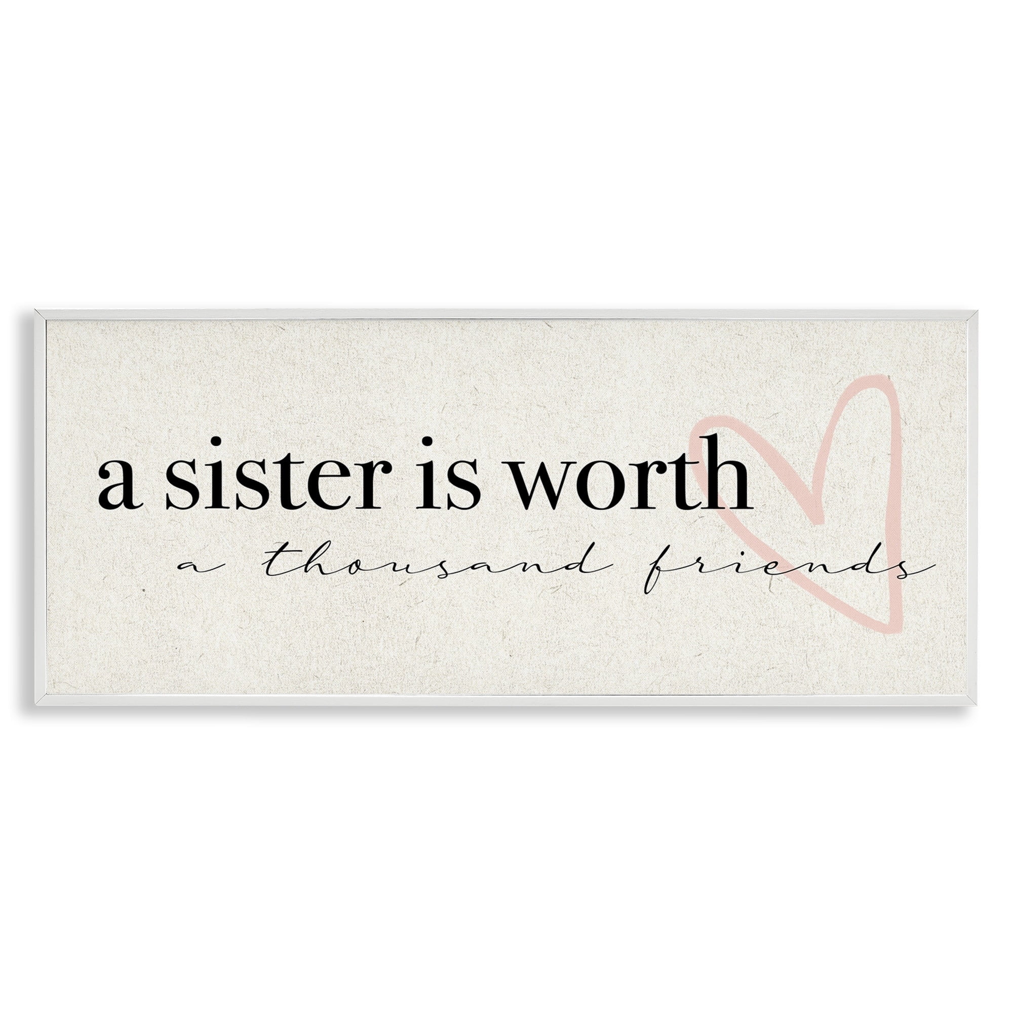 Stupell Industries A Sister is Worth Thousand Friends Phrase Heart, 24 x 10, Design by Daphne Polselli