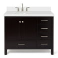 thumbnail image 2 of Ariel Cambridge 43 In. Left Offset Oval Sink Vanity With White Quartz Countertop In Espresso, 2 of 10