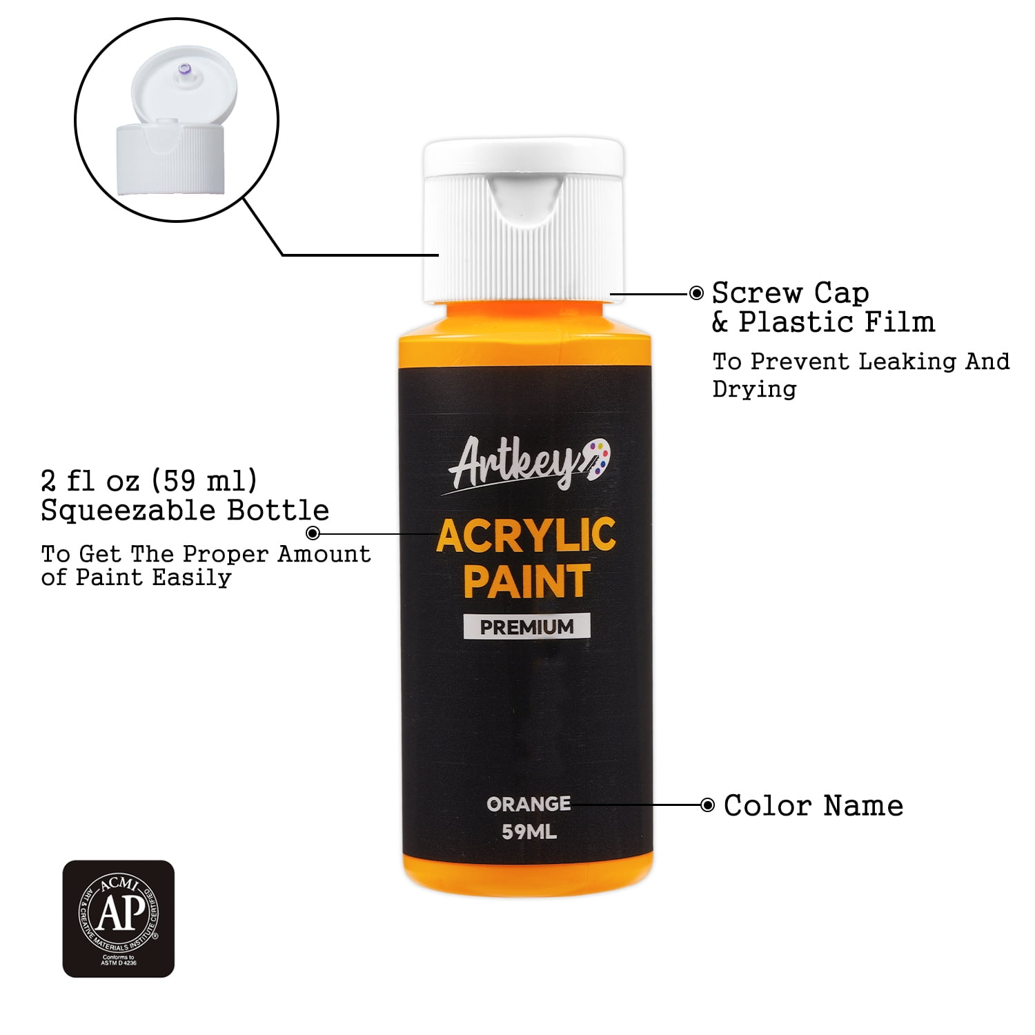 Artkey Acrylic Paint Set, 16 Colors 2 oz/59 ml Acrylic Paint Kit for Professional Artists & Beginners – Fall Warm