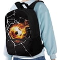 thumbnail image 4 of Uorisanigo Children Fire Football Backpack School 5-15 Year Large Capacity School Bag Backpack for Girls Boys Universal Fit Preschool, Elementary, Kindergarten17 Inch), 4 of 6