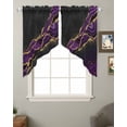 thumbnail image 2 of Marble Black Swag Valances for Windows, Purple Gold Art Abstract Vintage Farmhouse Rod Pocket Sheer Valances for Small Windows, Swag Toppers Light Filtering for Kitchen Living Room 2 Panels 36''x36'', 2 of 6