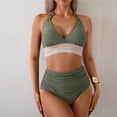 thumbnail image 5 of Women's Bikini Set Solid Color Two Piece Swimsuit with Removable Bra Pads No Underwire for Beach Swimming Vacation,Army Green,L, 5 of 8