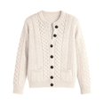 thumbnail image 4 of Women Cable Knit Cardigan Sweater Casual Crew Neck Button up Cardigan with Pocket Sweater Coat for Fall and Winter Women's Fall/Winter Outfits(Beige,D), 4 of 4