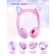 thumbnail image 4 of ONTA Kids Headphones with Cute LED Glowing Cat Ears,Foldable, Noise-Canceling and Adjustable Toddlers Headphones for Boys and Girls (Purple), 4 of 8