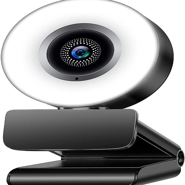 Cámara multimedia de transmisión HD de 2k con micrófono, anillo de luz de brillo ajustable de 3 niveles, enfoque automático, cámara web para computadora Plug And Play