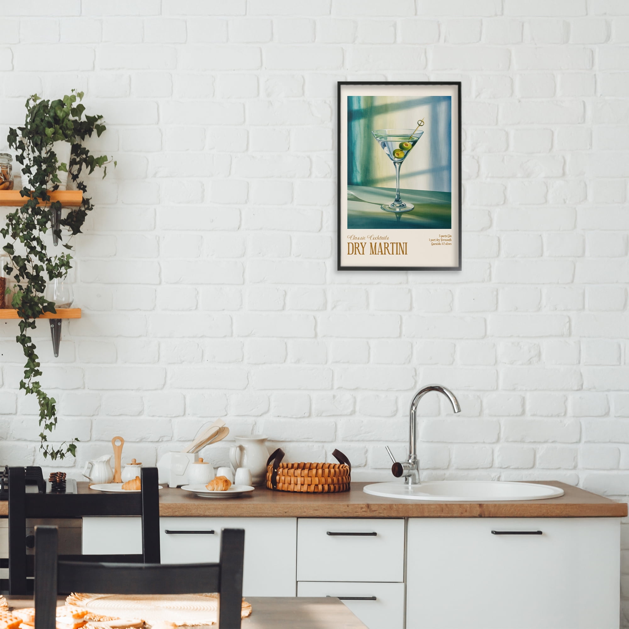 Stupell Industries Dry Martini on Surface Black Framed Giclee Art, design by Andreas Magnusson