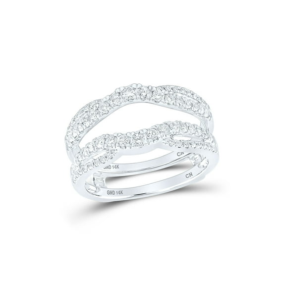 14kt White Gold Womens Round Diamond Wrap Ring Guard Enhancer 5/8 Cttw