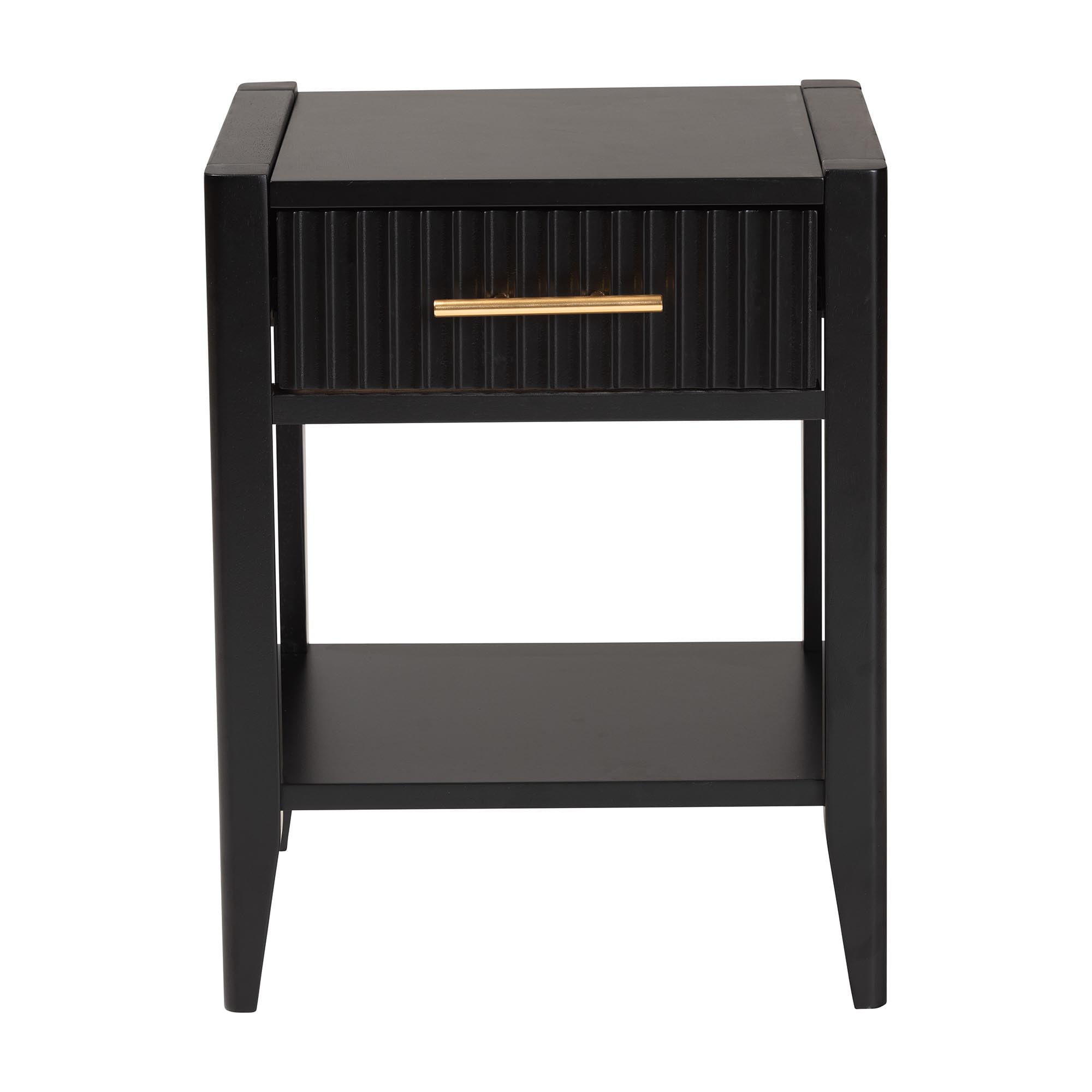 Baxton Studio Primrose Mid-Century Nightstand, 1-Drawer, Black