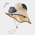 thumbnail image 2 of ROHUUQUE Kids Sun Hats Solar Powered USB Charging Fan Hat with Cooling Breeze for Summer Outdoor Travel Beige, 2 of 6